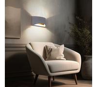 Applique intérieur moderne couloir haut et bas lampe applique béton intérieur cage d'escalier, abat-jour béton arrondi effet lumineux, 1x G9, LxH 20x12