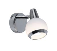 Applique murale lampe de chambre LED verre chrome spot mural, opale, 1x LED 3W 300Lm 3000K, LxH 8x11,5 cm