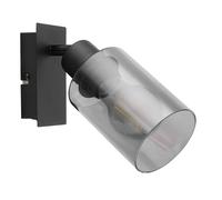Applique murale lampe de chambre noire applique murale en verre fumé avec spot mobile, 1x E27, LxH 9 x 20 cm