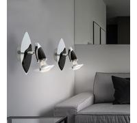 Spot applique murale couloir lampe de lecture salon, acier fer argent noir, 1x douille E14, HxL 20x17 cm, lot de 2