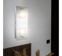 Applique LED applique murale lampe de salon chambre lumière couloir lumière, métal verre argent, 2 ampoules, 5W 400Lm 3000K blanc chaud, L 28 cm