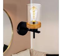 Applique murale lampe de lit lampe de chambre en bois lampe de couloir en verre fumé