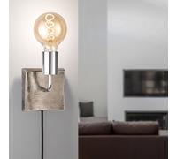 Applique chrome applique liseuse lampe de chevet moderne chambre, interrupteur à cordon, métal nickel antique, 1x E27, DxH 13x12 cm