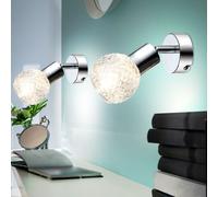 Applique murale spot lampe spot spot mural spot lampe de couloir, spot mobile, verre chromé blanc, 1x douille E14, HxLxA 15,5x8x17cm, lot de 2