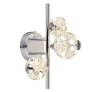 Applique murale, lampe de chevet, verre, cristal, argent, LED, L 41 cm