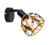 Applique murale lampe de couloir lampe de chambre lumière cristaux noirs dorés
