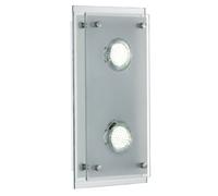 Applique murale Lampe de couloir Lampe de salon Lampe de chambre à coucher, 2 flammes, verre chrome clair, 2x LED 3W 240Lm 3000K, LxLxH 20x34x8cm
