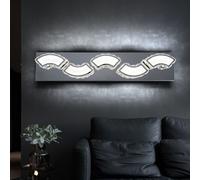 Applique murale LED en cristal, design moderne, courbée, en chrome, 1 LED 15W 1020Lm blanc neutre, L 59 cm