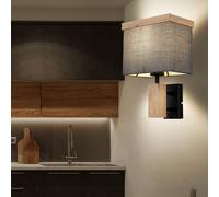 Applique murale lampe de lecture lampe de lit lampe en bois textile lampe de chambre anthracite