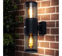 Applique Murale Lampe de Mur Extérieur Capteur la Maison IP44 2 à Feux Inox LED