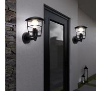 Lot de 2 lanternes murales Éclairage de façade Lampe de terrasse ALU noire en kit, ampoules LED incluses