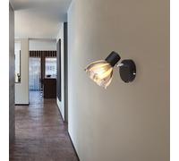 Applique Murale Lampe De Salle À Manger Chromé Verre Satiné Réglable Noir