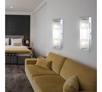 Applique Murale Lampe de Salon 2 à Flammes Verre Satiné Chrome LED 2er Set