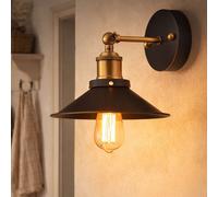 Applique LED laiton antique Industriel Applique murale pivotante noire Salon Applique murale rétro, métal, 7W 720lm blanc chaud, LxHxP 22x20x26 cm