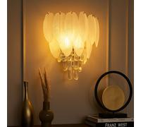 Applique Murale Lampe de Salon Feuilles Cristal Couloir 3 à Flammes 40 CM