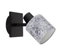 Applique murale lampe de salon lampe de couloir applique avec spot mobile, métal bois textile, 1x douille E14, LxlxH 10x17,5x17,5 cm
