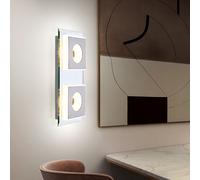 Applique Murale Lampe De Salon Miroir Argenté 2 Flammes LED L 33 Cm
