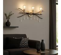 Applique Murale Lampe de Salon Noir Couleur Naturelles 3 à Flammes Verre B 76 CM