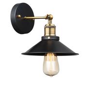 Applique murale lampe de salon noire laiton ajustable, métal, style campagnard, 1x douille E27, LxHxP 22x20x26 cm