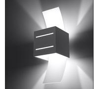 Applique Murale Lampe De Salon Up Down Aluminium Verre Gris 1 Flamme H 30 Cm