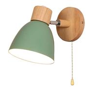 Applique murale Lampe d'éclairage avec interrupteur marche/arrêt, lampe murale Macaron E27 Base en bois massif Appliques murales pour salon Allée Chambre d'enfant enfant (Green)