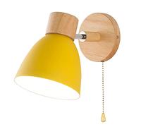 Applique murale Lampe d'éclairage avec interrupteur marche/arrêt, lampe murale Macaron E27 Base en bois massif Appliques murales pour salon Allée Chambre d'enfant enfant (Yellow)