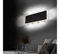Applique murale lampe de couloir lampe de salon chambre à coucher, métal noir opale clair, 1x LED 12W 850Lm 3000K, ÜxLxH 50x25x9cm