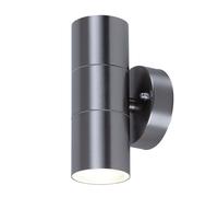 Applique murale Lampe d'extérieur Applique murale Garage, Up and Down IP44 acier inoxydable gris, 2x GU10 douilles, DxHxT 8,5x16,3x9,3 cm