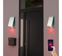 Ensemble de 2 appliques murales intelligentes en acier inoxydable avec application de commande vocale pour éclairage extérieur dans un ensemble comprenant des ampoules LED RVB