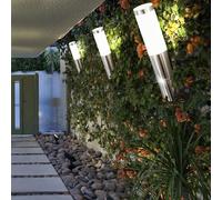 Applique murale d'extérieur lampe de jardin en acier inoxydable lampe de porte d'entrée argentée, look torche, 1x E27, DxH 7,6x40 cm, lot de 3