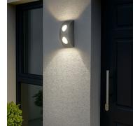 Applique murale Lampe extérieure Applique domestique Entrée, IP44 2 flammes, argent, LED 4,76W 420Lm blanc chaud, LxH 7x19cm