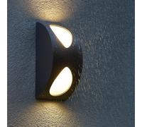Applique murale Lampe extérieure Applique domestique Entrée, IP44 2 flammes, argent, LED 4,76W 420Lm blanc chaud, LxH 7x19cm