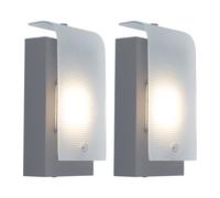 Applique murale Lampe d'extérieur Lampe de façade Acier galvanisé LED Lampe de jardin, verre structuré satiné, 3,7 W 320 lm blanc chaud, lot de 2