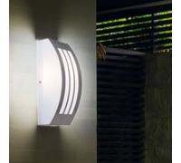 Applique d'extérieur en acier inoxydable, éclairage de porte d'entrée, lampe de façade, applique murale LED argent, plastique blanc, 11W 1000lm blanc chaud, LxH 25x9 cm