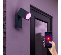 Applique Murale Lampe D'Extérieur Spot Smart RGB LED Dimmable Pivotant Noir Tdc