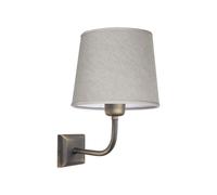 Applique Murale Lampe E27 H: 25,5 Cm Petite Laiton Massif Tissu En Bronze Beige