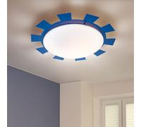 Applique Murale Lampe Plafonnier Soleil Verre Blanc Satiné Acier Bleu E27