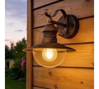 Applique murale extérieure Lanterne murale en acier inoxydable Lampe de porte d'entrée patinée or, 7W 806lm blanc chaud, LxHx 24x30 cm