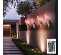 4x appliques murales extérieures lampes de balcon en acier inoxydable détecteurs de mouvement dans un ensemble comprenant des lampes LED RVB