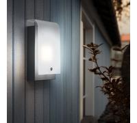 Applique murale, éclairage extérieur, jardin, argent, lampe d'extérieur, applique murale maison, balcon, acier galvanisé, 1x LED 3,7 watts, 320 lumens, blanc chaud, LxlxH 12x7x22,5 cm