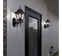 Lot de 2 appliques appliques verre aluminium façades noires lampes d'extérieur véranda style ancien éclairage IP44 jardin cour allée terrasse