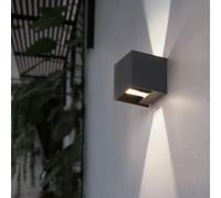 Applique murale d'extérieur lampe de façade anthracite LED lampe de jardin lampe de porte d'entrée en aluminium, cône lumineux réglable, 3W 290lm blanc chaud, LxH 10x10 cm