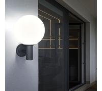 Applique d'extérieur applique murale jardin inox applique murale boule de verre blanc, inox anthracite, 1x E27, DxH 25x37 cm