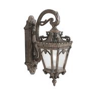 Applique Murale Lampe Lanternes ALU Verre 1 Flamme H 45,7 Cm Antique Fait Main