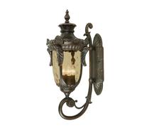 Applique Murale Lampe Lanternes Métal Verre Bronze H 64 Cm Antique 3 Flammes