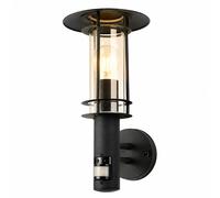 EGLO Applique murale Lisio 1, applique murale intérieure, lampe de chambre à coucher, acier inoxydable noir, verre transparent, culot E27 IP44
