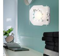 Applique Murale Lampe Salle à Manger Verre Cristaux Argent 1 Flammes LED L 12 CM