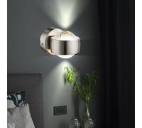 Lampe Spot Applique Murale 2 à Flammes Verre Nickel Mat Blanc Chaud LED T 10cm