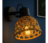Applique Murale Lampe Spot Boho de Chambre à Coucher Mobile Bambou D 13 CM