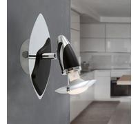 Spot, applique, spot, éclairage de couloir, liseuse, salon, spot mobile, acier fer argent noir, 1x douille E14, HxL 20x17 cm